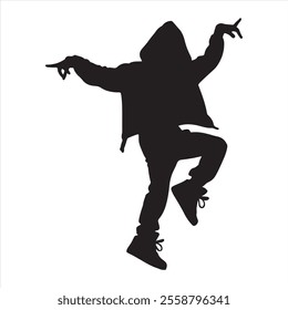 Hip hop dance child silhouette on white background
