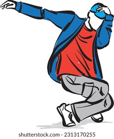 hip hop dancer 8  doodle design drawing vector illustration