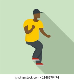 Hip hop dancer icon. Flat illustration of hip hop dancer vector icon for web design