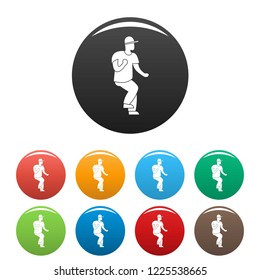 Hip hop dancer icons set 9 color vector isolated on white for any design