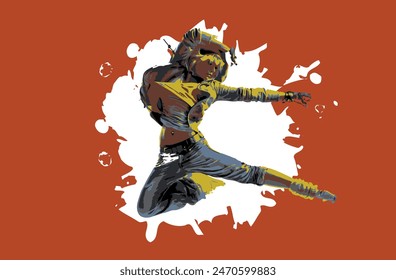 Hip hop dancer on abstract white background