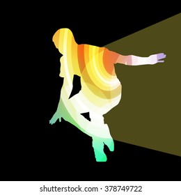 Hip hop dancer silhouette isolated abstract vector background concept isolated on black