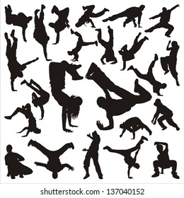 hip hop dancer silhouette on white background