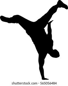 hip hop dancer silhouette on white background