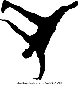 hip hop dancer silhouette on white background
