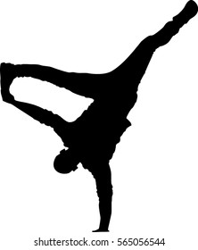 hip hop dancer silhouette on white background