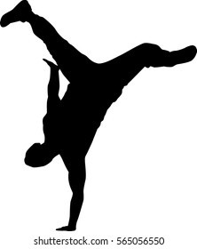 hip hop dancer silhouette on white background