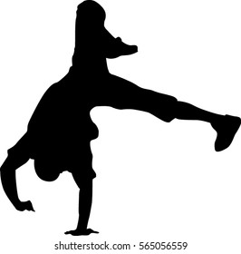 hip hop dancer silhouette on white background