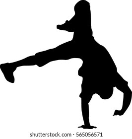 hip hop dancer silhouette on white background