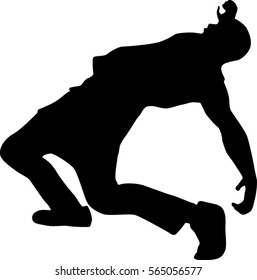 Hip Hop Dancer Silhouette On White Background