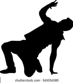 hip hop dancer silhouette on white background