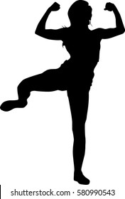 Hip Hop Dancer Silhouette On White Background