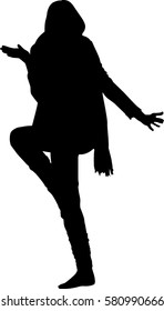 hip hop dancer silhouette on white background