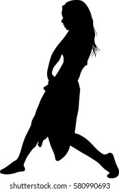 hip hop dancer silhouette on white background