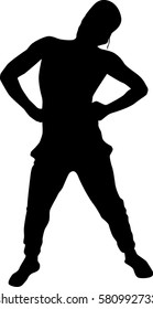 hip hop dancer silhouette on white background