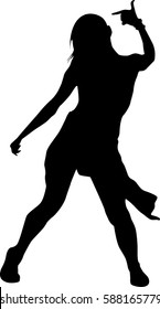 hip hop dancer silhouette on white background