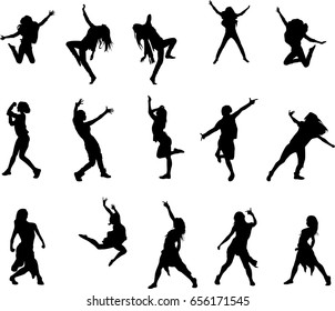 hip hop dancer silhouette on white background