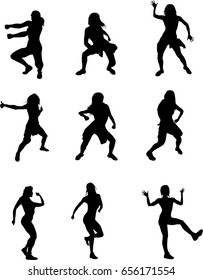hip hop dancer silhouette on white background