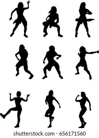 hip hop dancer silhouette on white background