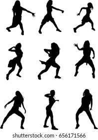 hip hop dancer silhouette on white background