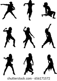hip hop dancer silhouette on white background
