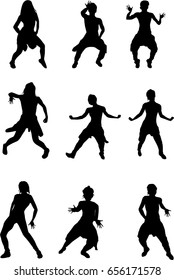 hip hop dancer silhouette on white background