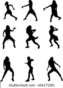 hip hop dancer silhouette on white background