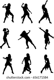 hip hop dancer silhouette on white background