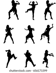 hip hop dancer silhouette on white background