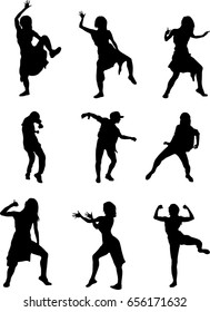 hip hop dancer silhouette on white background