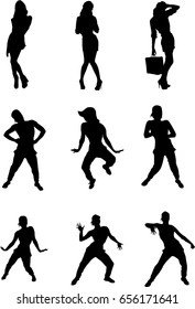 hip hop dancer silhouette on white background