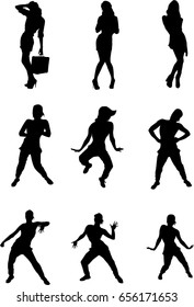 hip hop dancer silhouette on white background