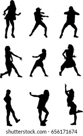 hip hop dancer silhouette on white background