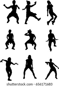 hip hop dancer silhouette on white background