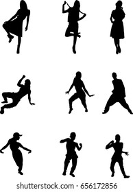 Hip Hop Dancer Silhouette On White Background