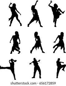 hip hop dancer silhouette on white background