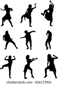 hip hop dancer silhouette on white background