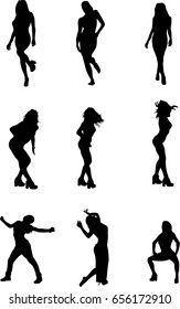 hip hop dancer silhouette on white background