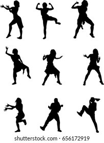 hip hop dancer silhouette on white background