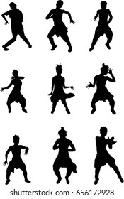 hip hop dancer silhouette on white background