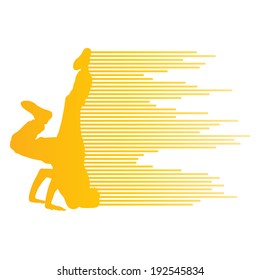 Hip hop dancer silhouette vector background concept made of stripes