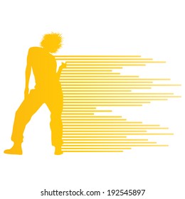 Hip hop dancer silhouette vector background concept made of stripes