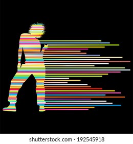 Hip hop dancer silhouette vector background concept made of stripes