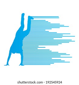 Hip hop dancer silhouette vector background concept made of stripes