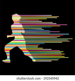 Hip hop dancer silhouette vector background concept made of stripes