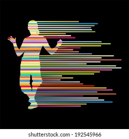 Hip hop dancer silhouette vector background concept made of stripes