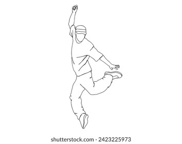 Hip- Hop Dancer Single Line Drawing