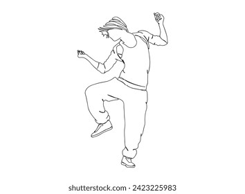 Hip- Hop Dancer Single Line Drawing