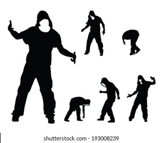 hip hop dancer vector silhouettes