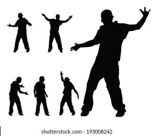 hip hop dancer vector silhouettes